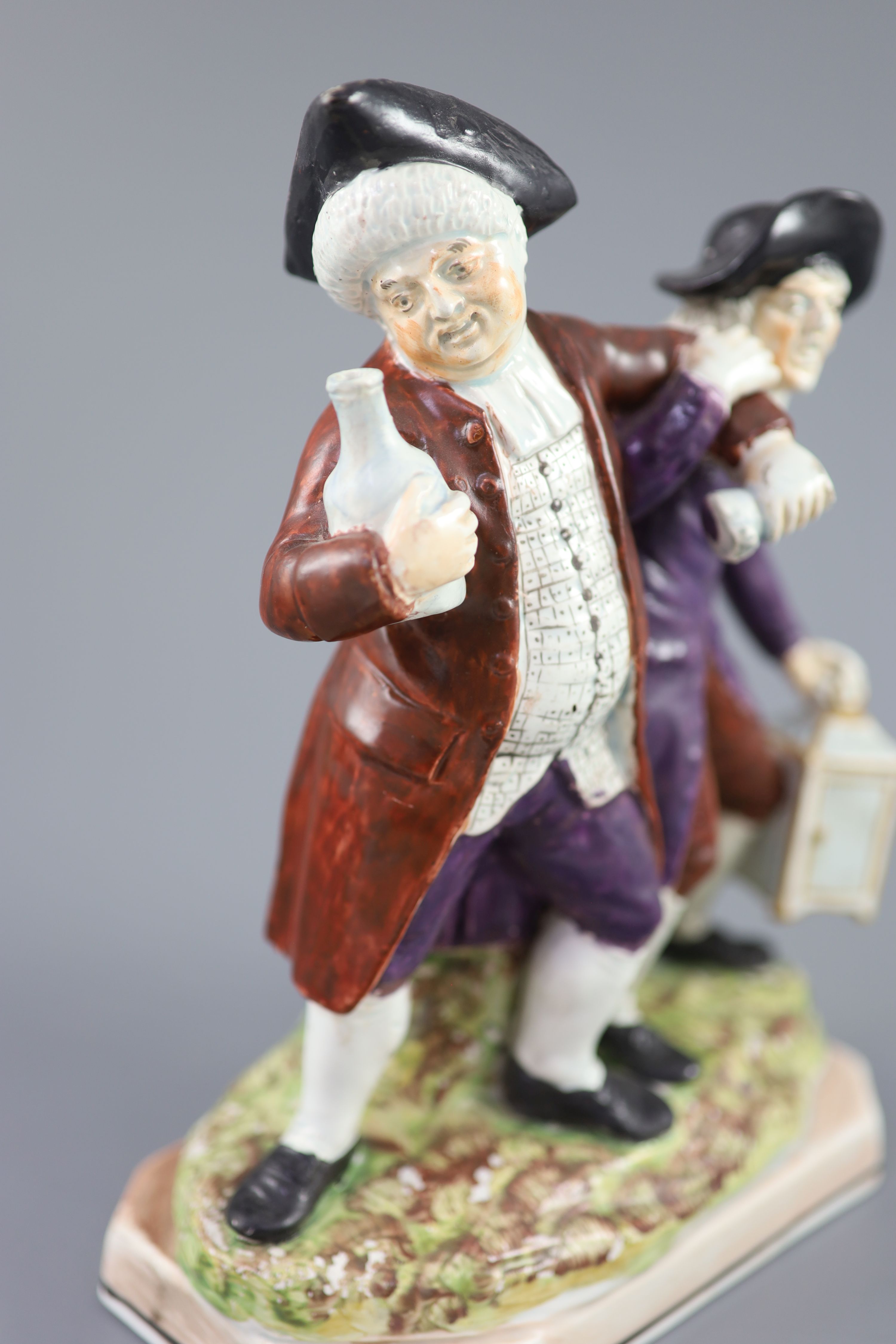 An Enoch Wood & Sons group The Vicar and Moses, c.1800-10, 24.5cm high
